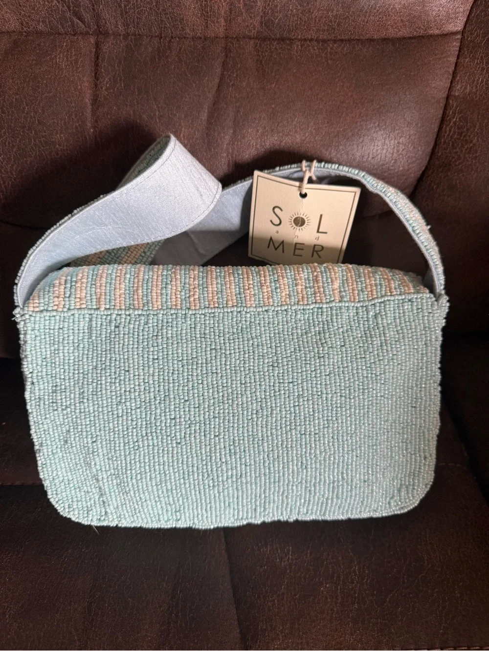 Beaded Blue Berry Kids Crossbody Bag - Unbranded